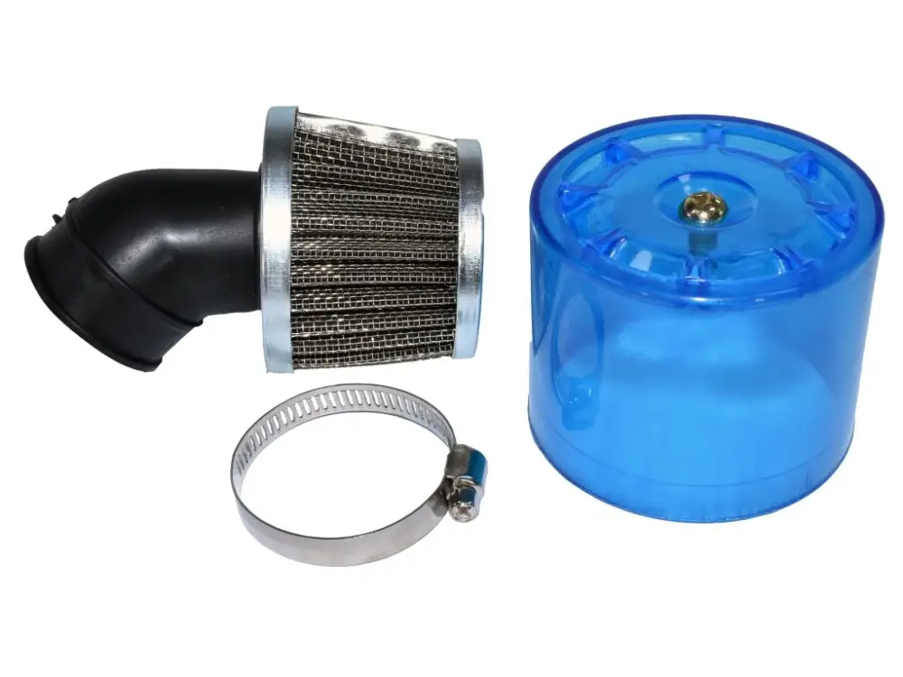 Vysoce Kvalitní Vzduchový filtr 35mm - modrý 45° s krytkou
