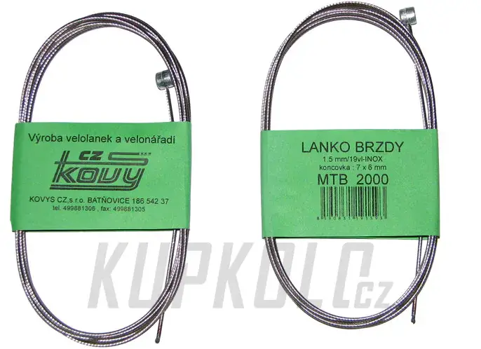 Nerezové brzdové lanko Kovys MTB Inox 2000mm Nízká Cena