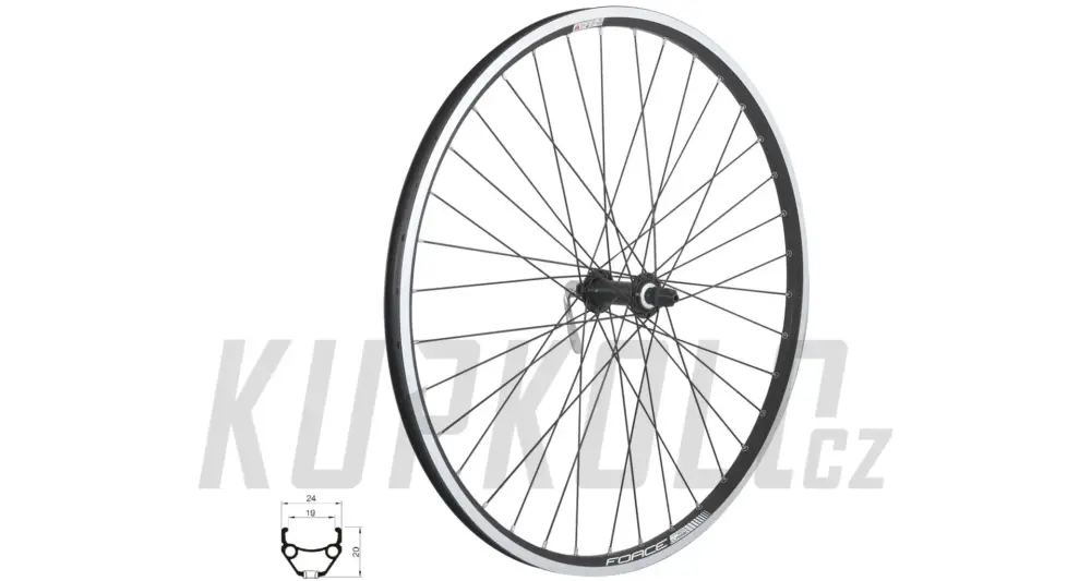 26" Zapletené přední kolo Force classic, 559x19, černá Cenová Bomba
