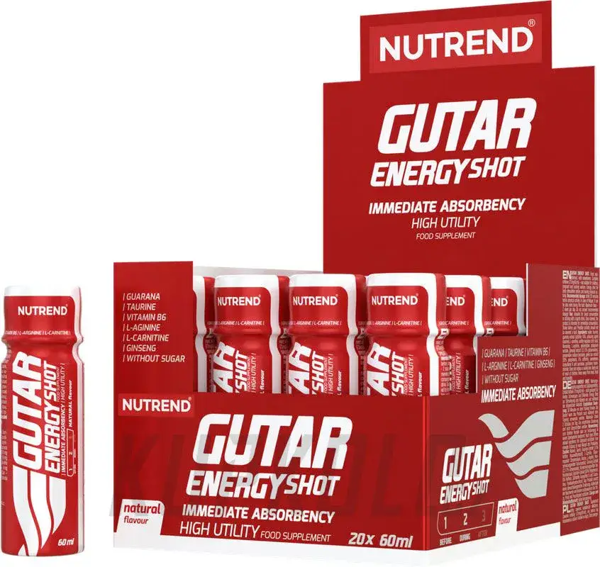 Nová Kolekce Nutrend GUTAR ENERGY SHOT energetický nápoj pro podporu koncentrace, 60 ml