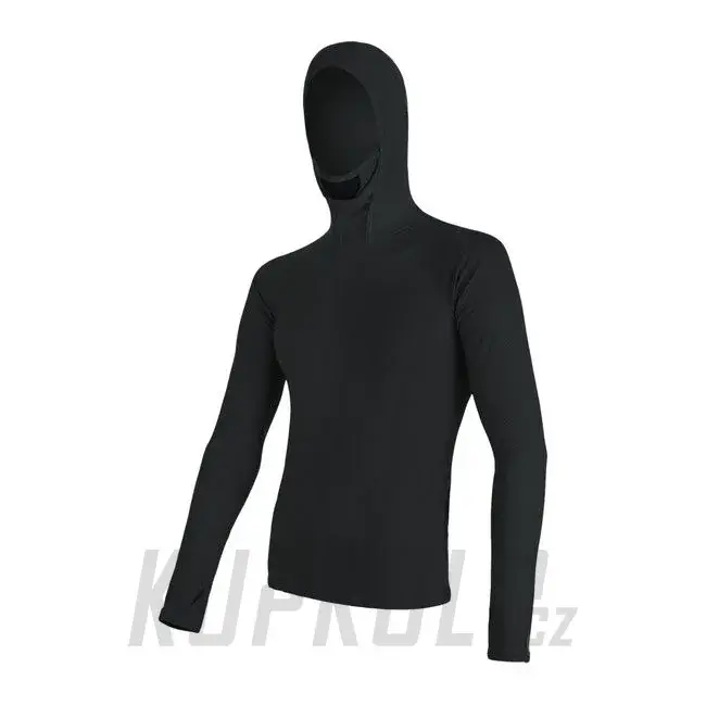 Pánské triko Sensor Double Face Merino Wool, dl. rukáv s kapucí černá Akční Nabídka