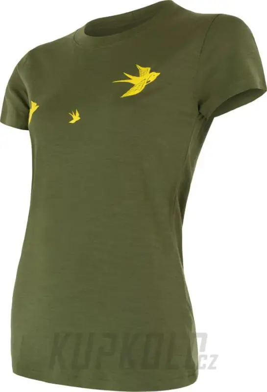 Dámské triko Sensor Merino Wool PT Swallow, krátký rukáv - safari Ihned K Objednání