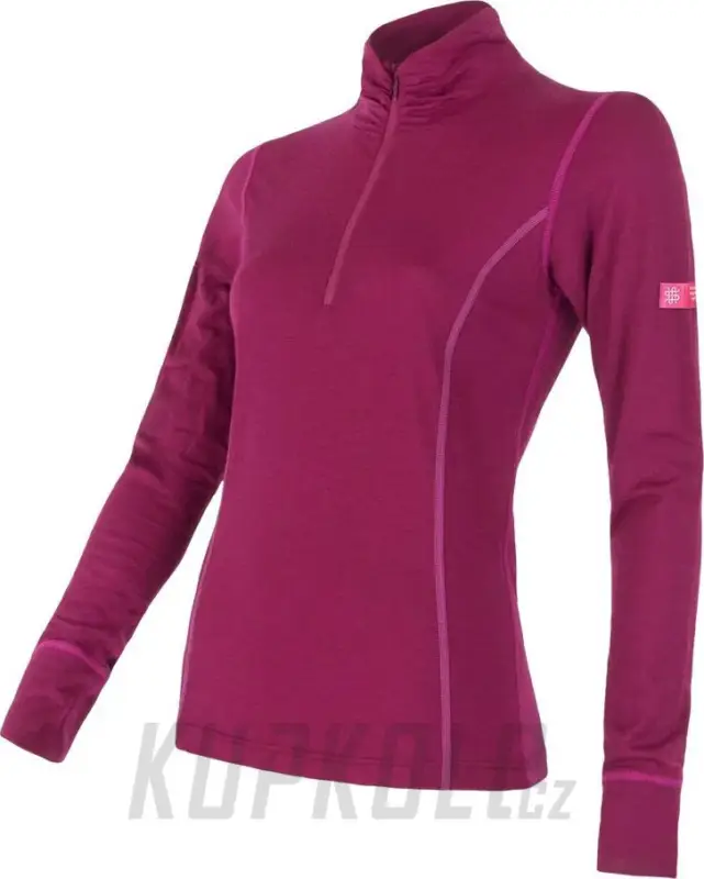 Dámské triko Sensor Merino Wool Active, dlouhý rukáv, ZIP - lilla Nejlepší Volba