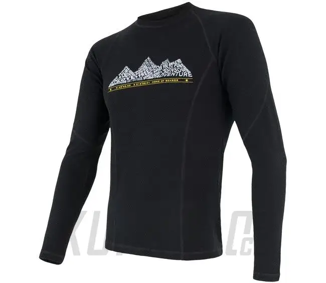 Pouze Dnes Pánské triko Sensor Double Face Merino Wool ADVENTURE, dl.rukáv, černá