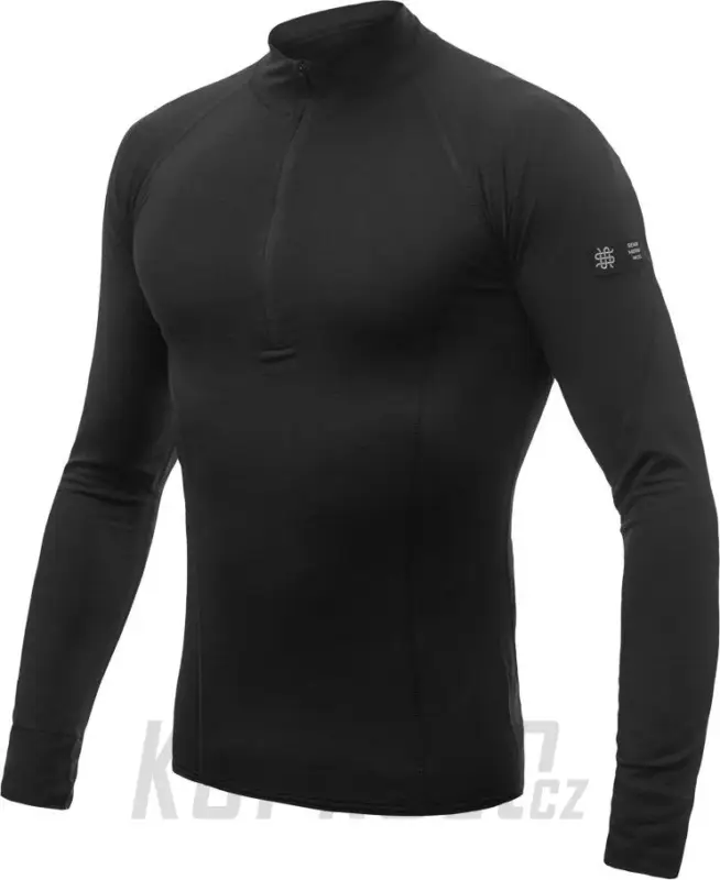 Pánské triko Sensor Merino Wool Active, dlouhý rukáv, ZIP černá Sezónní Sleva