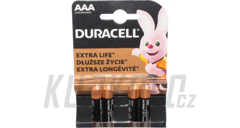 Baterie mikrotužková AAA LR03 Alkalika Duracell blistr 4 ks Nejprodávanější