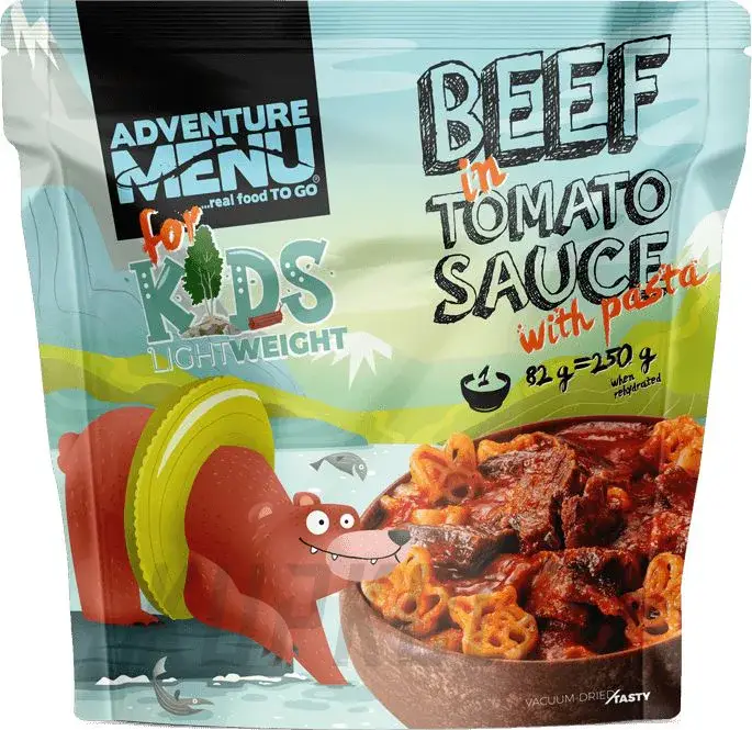 Aktuální AdventureMenu Dětské LightWeight - Hovězí v rajské omáčce s těstovinami