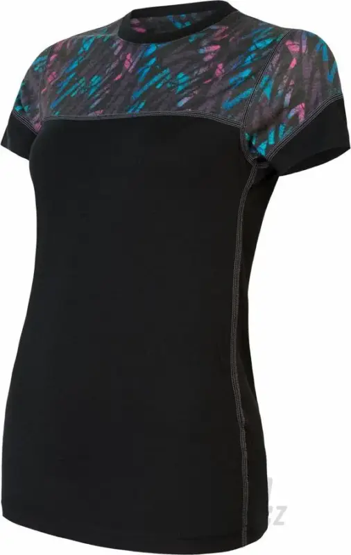 Must-Have Dámské triko Sensor Merino Impress, kr. rukáv - černá/stripes