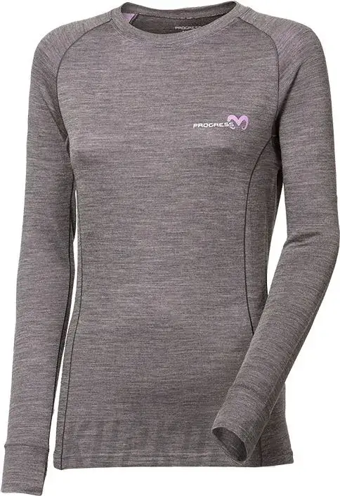 Pouze Dnes Progress Merino Bamboo dámské termo triko s dlouhým rukávem, šedá/levandule