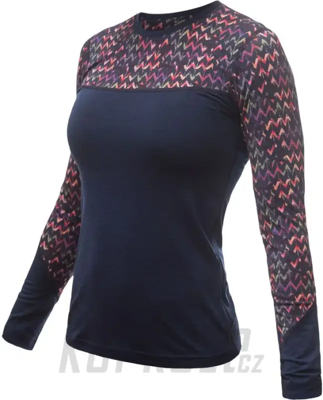 Víkendová Akce Dámské triko Sensor Merino Impress, dl. rukáv - deep blue/origami