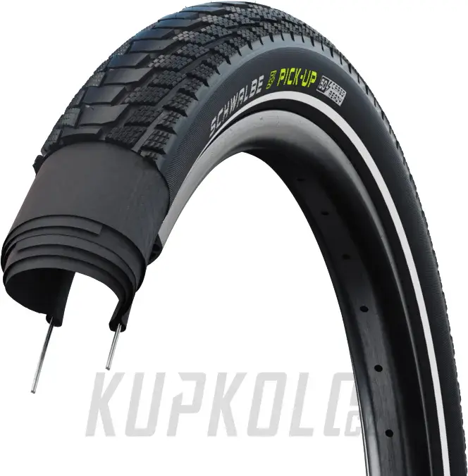 27,5" Plášť Schwalbe Pick Up, Super Defense, Addix E, pro elektrokola, černá + reflexní pruh Nejlepší Volba