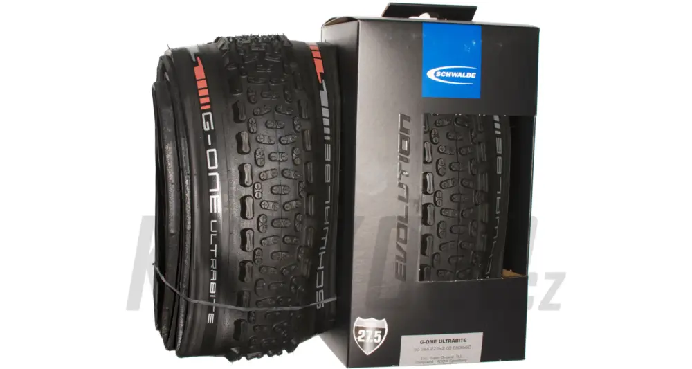 27,5" Schwalbe G-One Ultrabite, SuperGround, Tubeless Easy, Snake Skin, Addix SpeedGrip, kevlar Top Prodej
