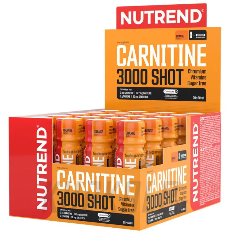 Omezená Nabídka Nutrend CARNITINE 3000 Shot podpora diety, 20x 60ml, pomeranč