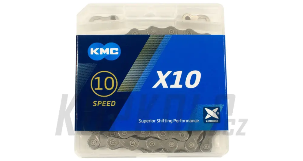Řetěz KMC X10, 10s, 114 článků, X-Bridge, včetně spojky Sezónní Sleva