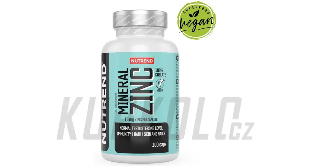 Nutrend Mineral Zinc 100% Chelate podpora imunity a syntézy bílkovin, 100 kapslí Časově Omezené