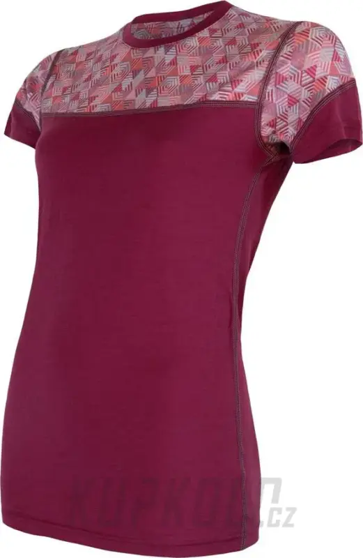 Bezpečná Platba Dámské triko Sensor Merino Impress, kr. rukáv - lilla/pattern