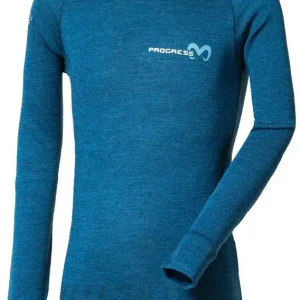 Originální Progress Merino Bamboo dětské termo triko s dlouhým rukávem, petrol/sv.modrá