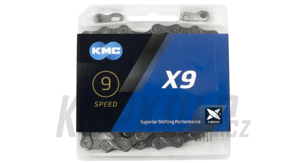 Řetěz KMC X9, 9s, 114 článků, X-Bridge, šedý Poslední Šance