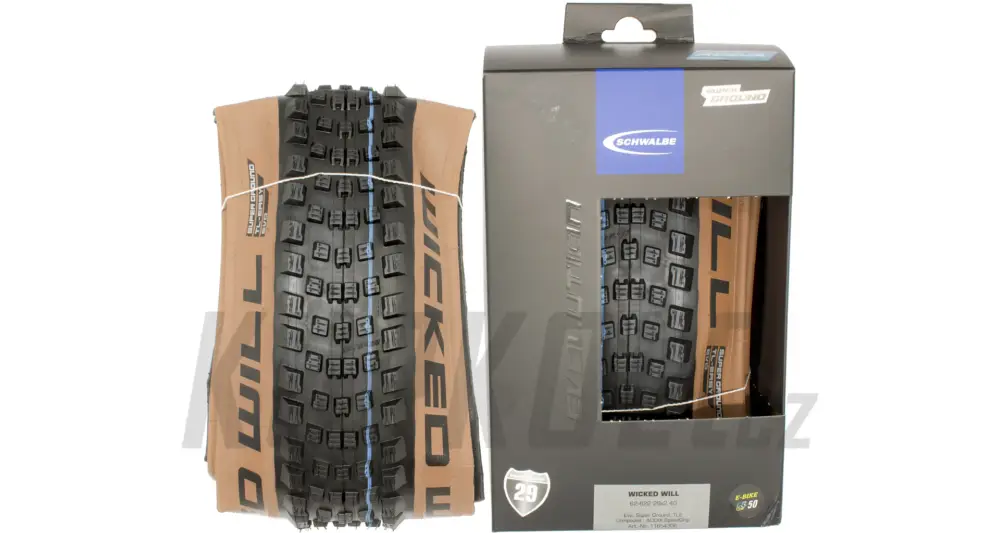 Sezónní Sleva 29" Plášť MTB Schwalbe Wicked Will Super Ground Addix Speedgrip TL-easy Bronzový bok