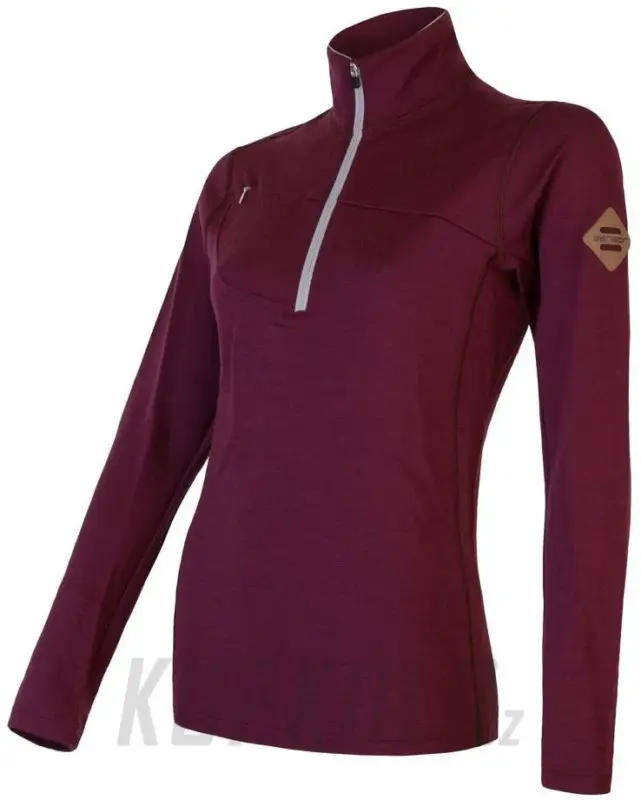 Autentický Dámská mikina Sensor Merino Wool UPPER, kr.zip - port red