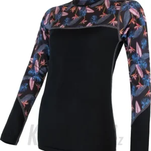 Dámské triko Sensor Merino Impress, dl. rukáv - černá/floral Speciální Cena