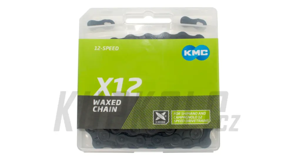 Řetěz KMC X-12 černý Black Tech v krabičce126 článků WAX Must-Have