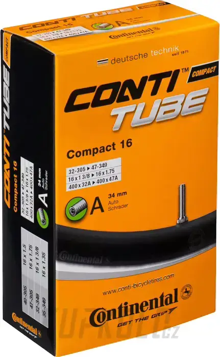 Duše CONTINENTAL Compact 16 Wide AV 16x1.9-2.3"(50-305 - 57-305) Tovární Cena