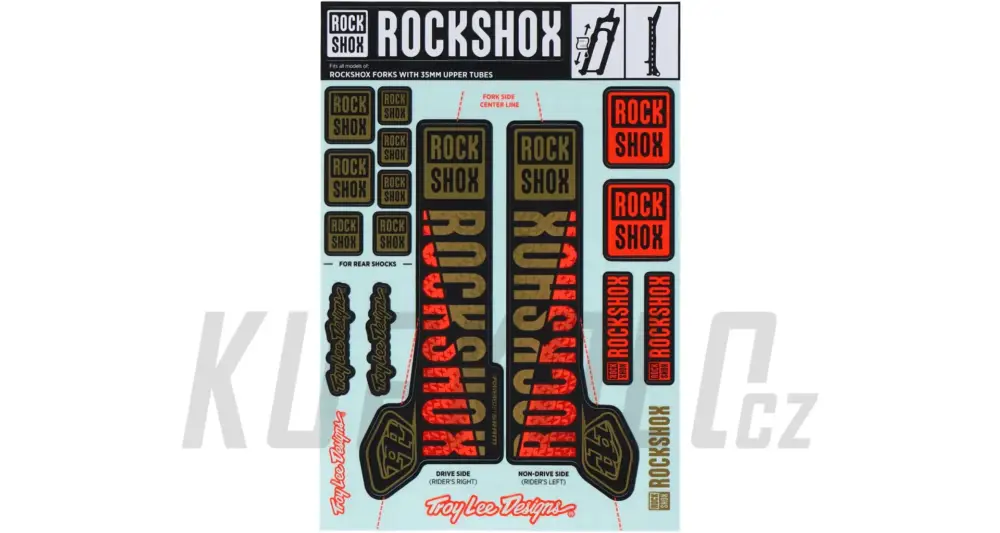 Pouze Dnes Samolepky RockShox - Troy Lee Designs zlatá/oranžová