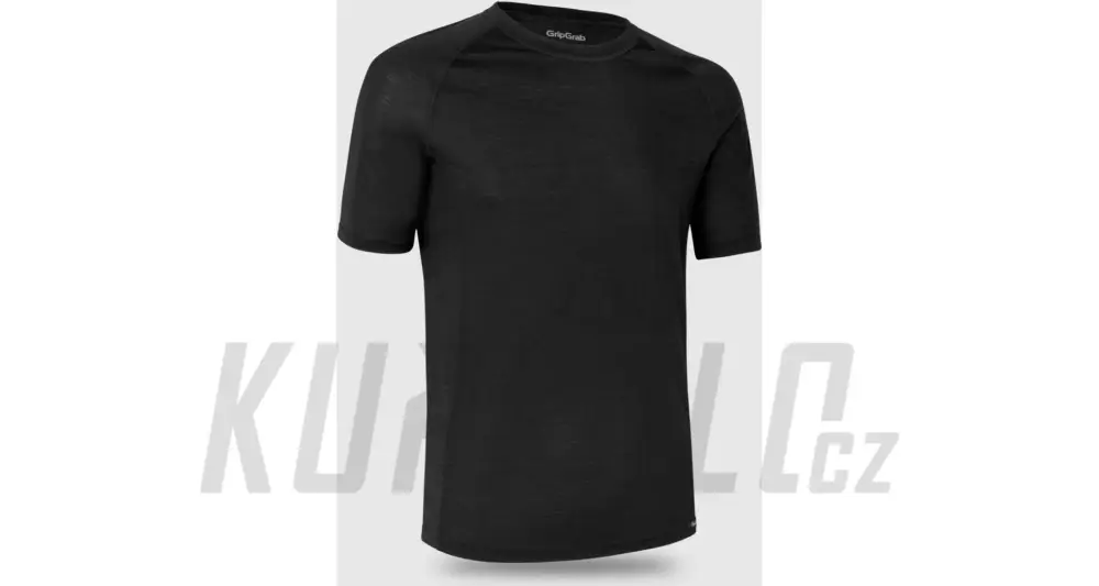 Tovární Cena GripGrab Merino Blend Thermal Short Sleeve Base Layer pánské merino triko, kr. rukáv, černá
