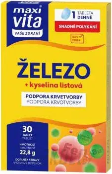 VITAR Maxi Vita Železo+kyselina listová, 30 tablet Originální