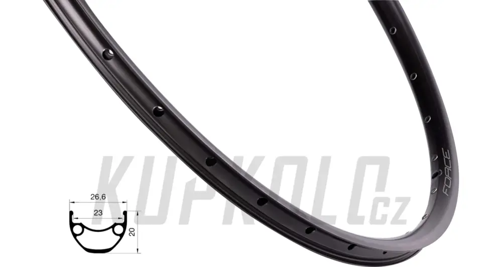 Ráfek Force XC DISC 622x23, 32 / 36 děr, černý Značkový
