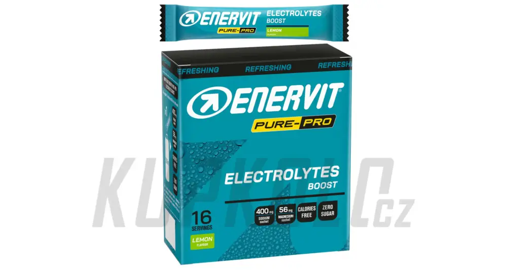 Rozpustný prášek Enervit PURE-PRO Electrolytes Boost, box, 16x 4 g Tovární Cena