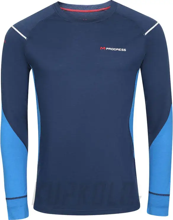 Progress Merino 170 pánské triko s dlouhým rukávem, tmavě modrá/modrá Originální