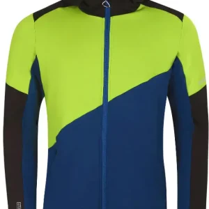 Progress Territory HOODY pánská funkční sportovní mikina, černá/limetka/petrol Zlevněný