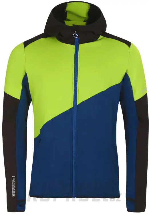 Progress Territory HOODY pánská funkční sportovní mikina, černá/limetka/petrol Zlevněný