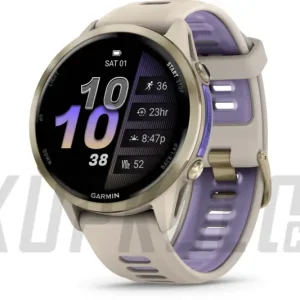 Finální Výprodej Garmin Forerunner 970 Soft Gold titanová luneta, béžové pouzdro, béžový poloprůhledný řemínek