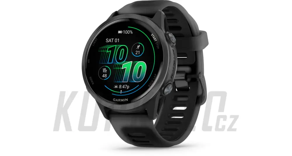 Ihned K Objednání Garmin Forerunner 570 42 mm, černá hliníková luneta, černý poloprůhledný řemínek