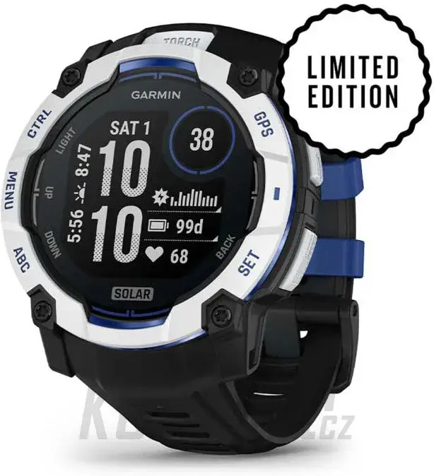 Garmin Instinct 3 Solar 50 mm, černá/bílá/modrá Tovární Cena