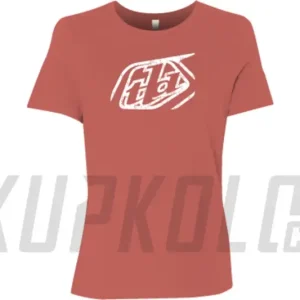 Dámské triko Troy Lee Designs s krátkým rukávem Cropped Badge Terracotta Aktuální