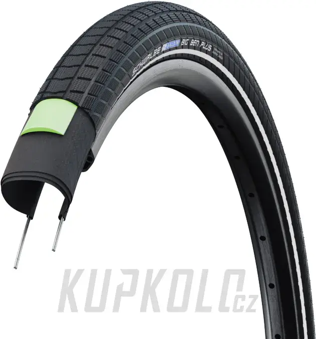 20"Plášť Schwalbe Big Ben Plus, GreenGuard, SnakeSkin, pro elektrokola, černá reflexní pruh Nejprodávanější