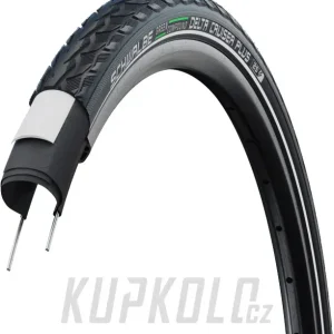 Levný 26" Plášť Schwalbe, Delta Cruiser Plus, pro elektrokola, černá, reflexní pruh