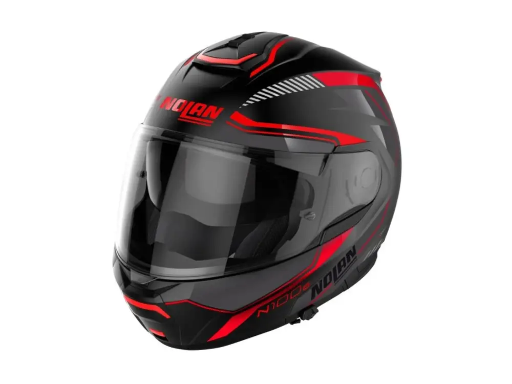 Bezpečná Platba Moto helma Nolan N100-6 Surveyor Flat Black/Red N-COM 21