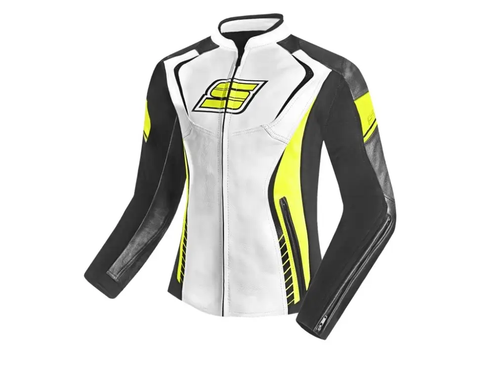 Dámská kožená moto bunda SPARK LINA, fluo Cenová Bomba