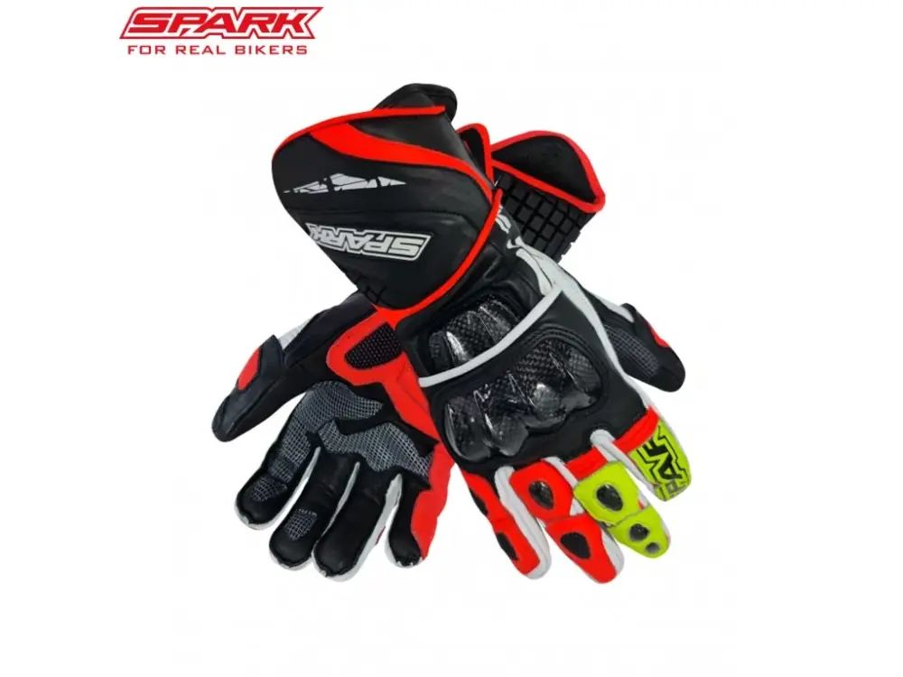 Zlevněný Pánské kožené moto rukavice SPARK APEX, červené