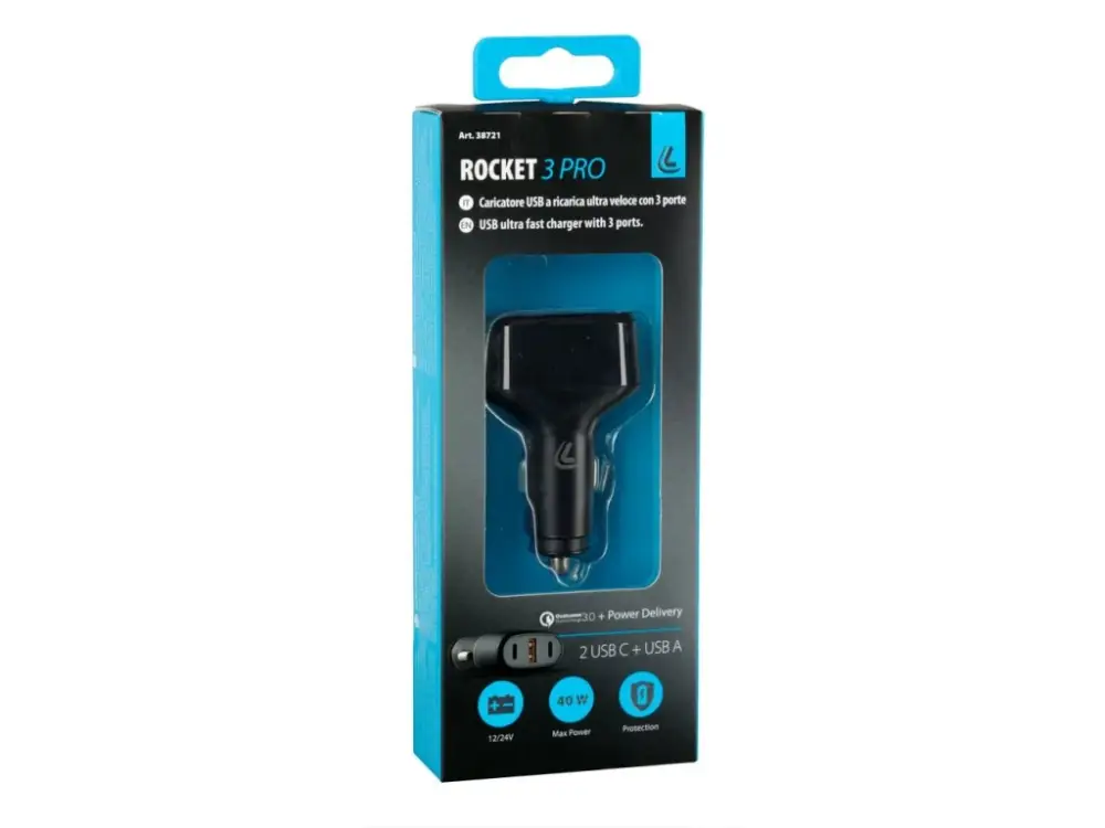 Víkendová Akce 38721 Nabíječka Rocket 3 Pro, 3 porty USB - PD / QC 3.0 - 40W - 12/24V