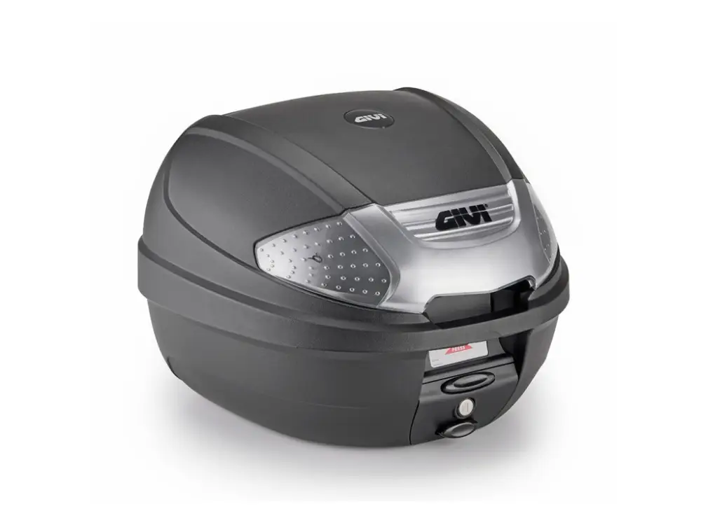 E300NT2B TECH kufr GIVI černý, stříbrné plexi, nové zavírání (Monolock s plotnou), objem 30 ltr. Autentický