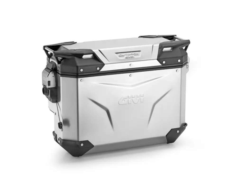 Horká Nabídka OBKEVS33AR stříbrný pravý kufr GIVI Trekker Outback EVO SMART hliníkový (boční), bez zámku, 33 l.