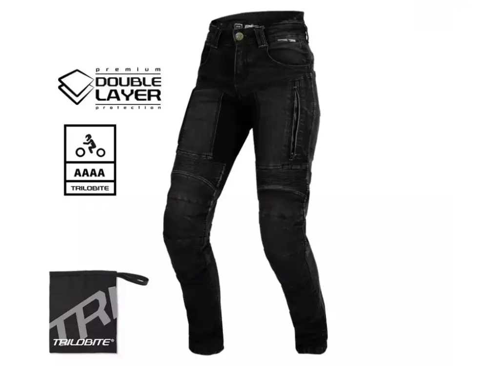 Expresní Doručení Trilobite Parado doublelayer AAAA slim fit ladies jeans long black level 2 vel. 26