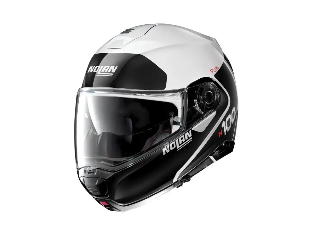 Moto helma Nolan N100-5 Plus Distinctive N-Com Metal White 22 Nízká Cena