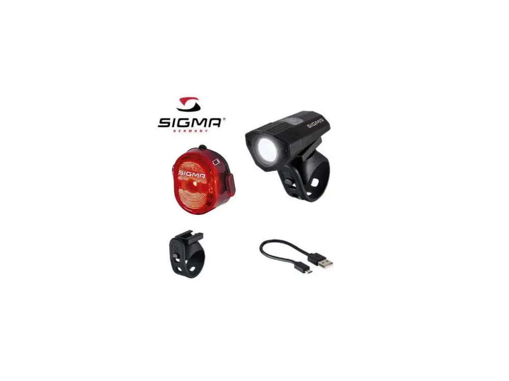 Sada světel SIGMA BUSTER 100 HL + blikačka Nugget II Micro-USB, 120 Lumen Poslední Šance